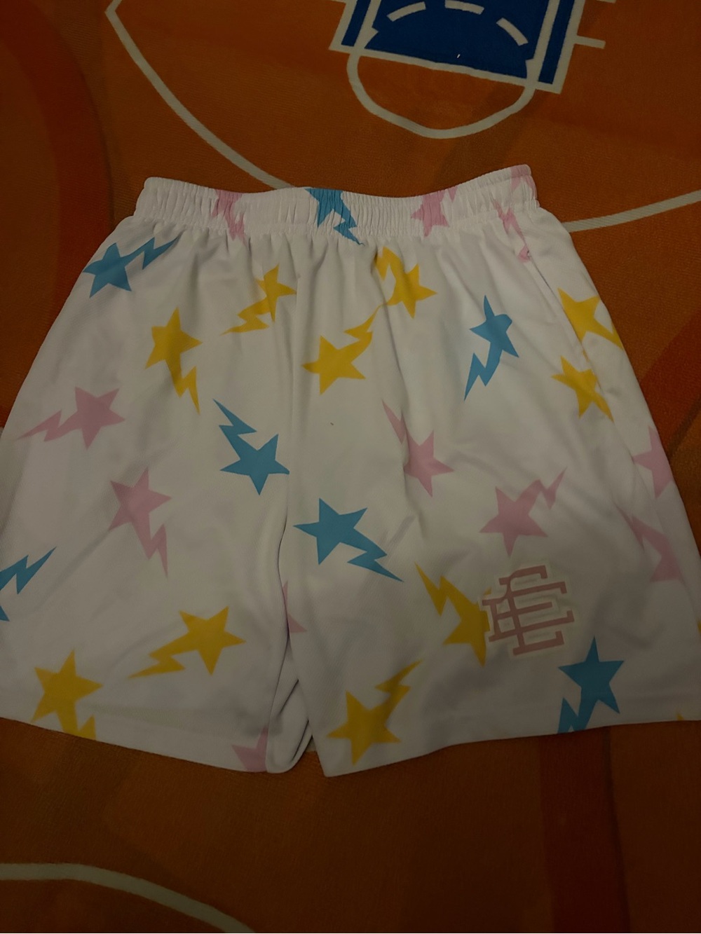 Eric Emanuel White Shorts with Multicolor Star Print